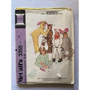 #3355 McCall's Child Animal Costumes - Tiger, Mouse, Bunny - Size 10 UNCUT FF